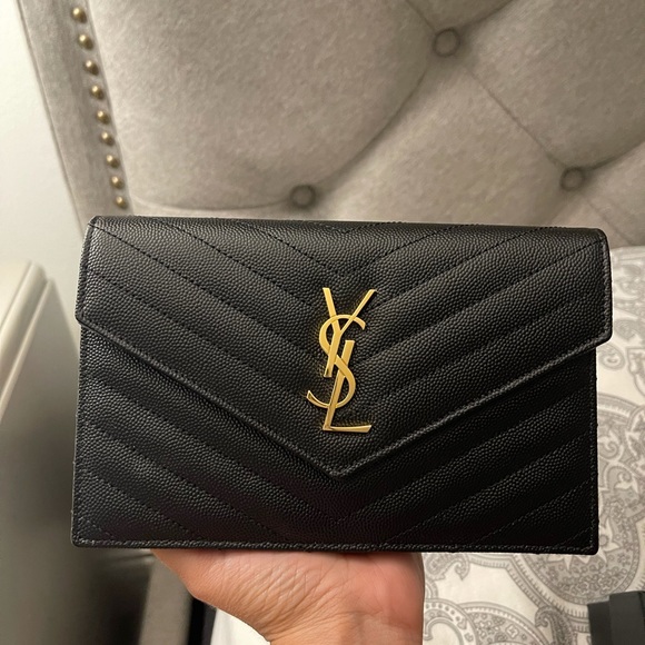 Yves Saint Laurent Handbags - Brand new ysl cassandre gained wallet on chain- black